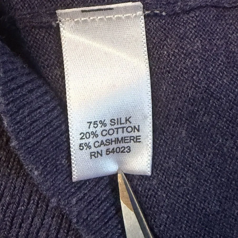 Banana Republic Men’s Purple V Neck Silk Cashmere Blend Sweater Size Small